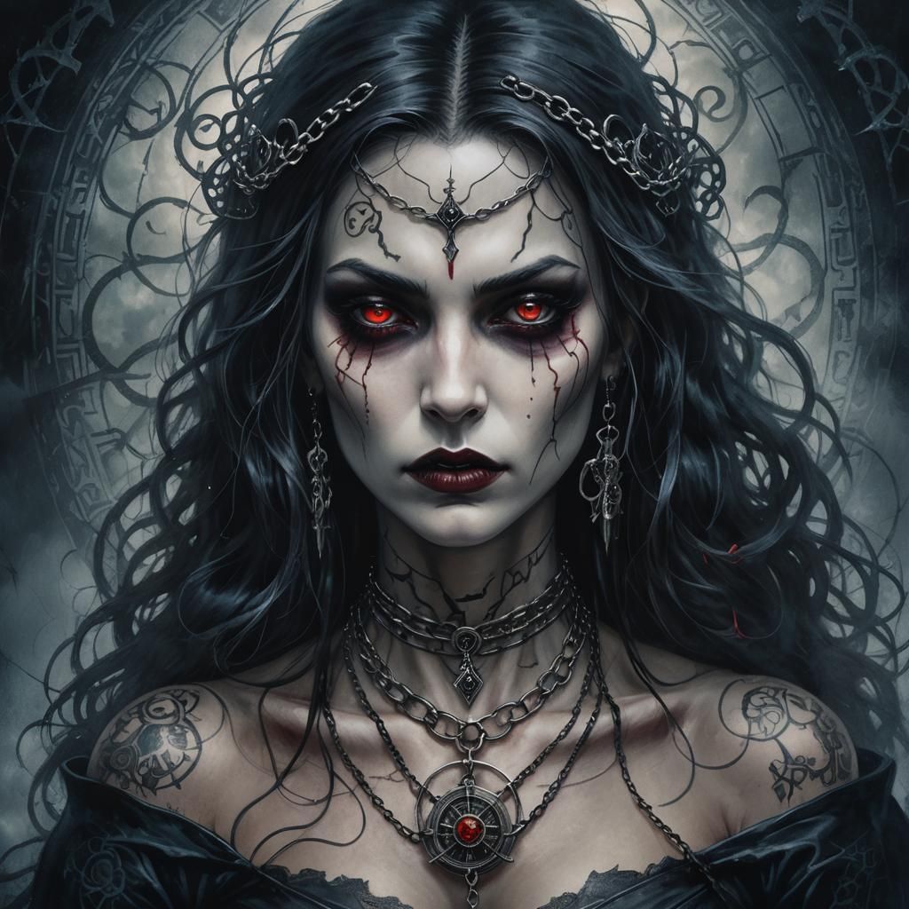 Vampire Goddess in Gothic Dark Fantasy Style