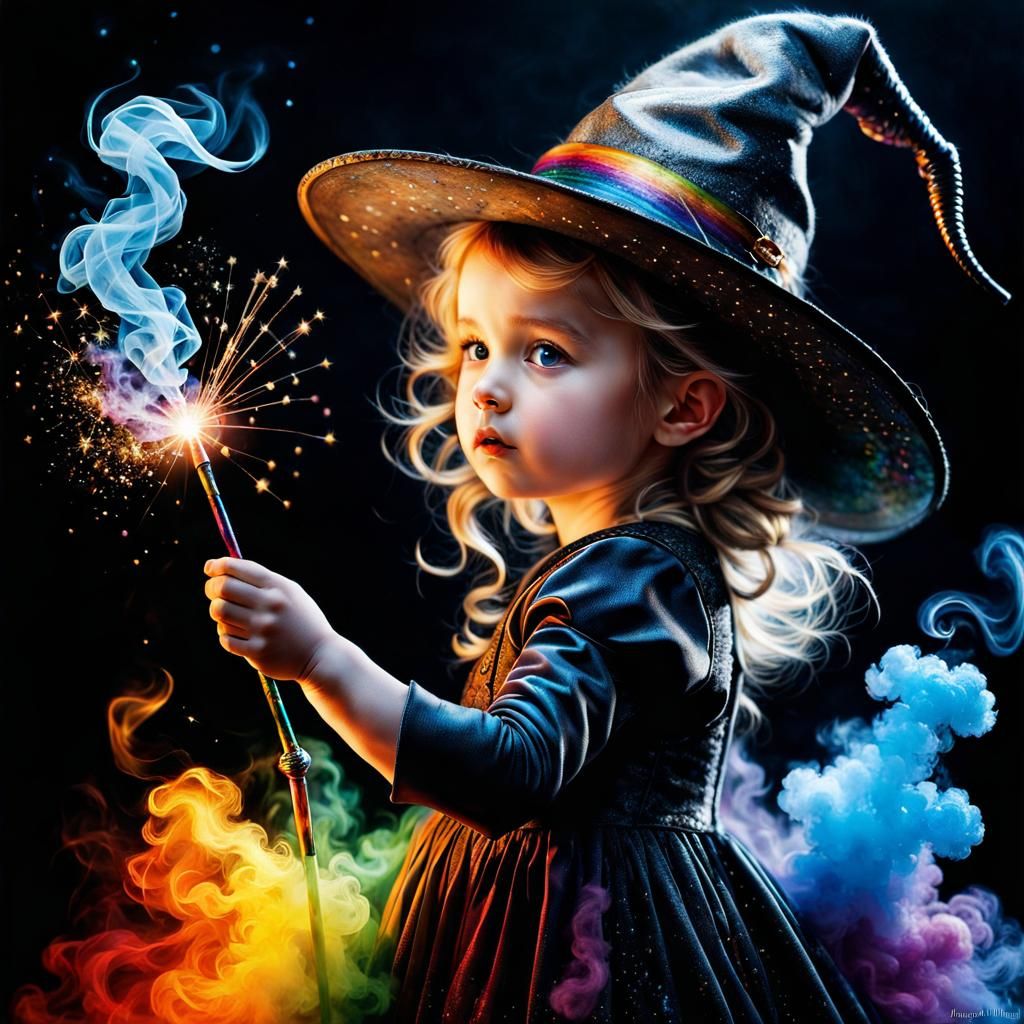 Rainbow Witch-Girl's Sparkly Wand Malfunction