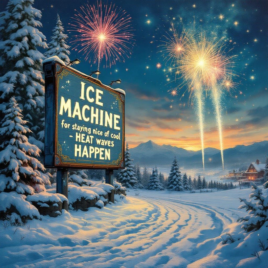 Jugendstil Billboard: Ice Machine Amidst Frosty Atmosphere