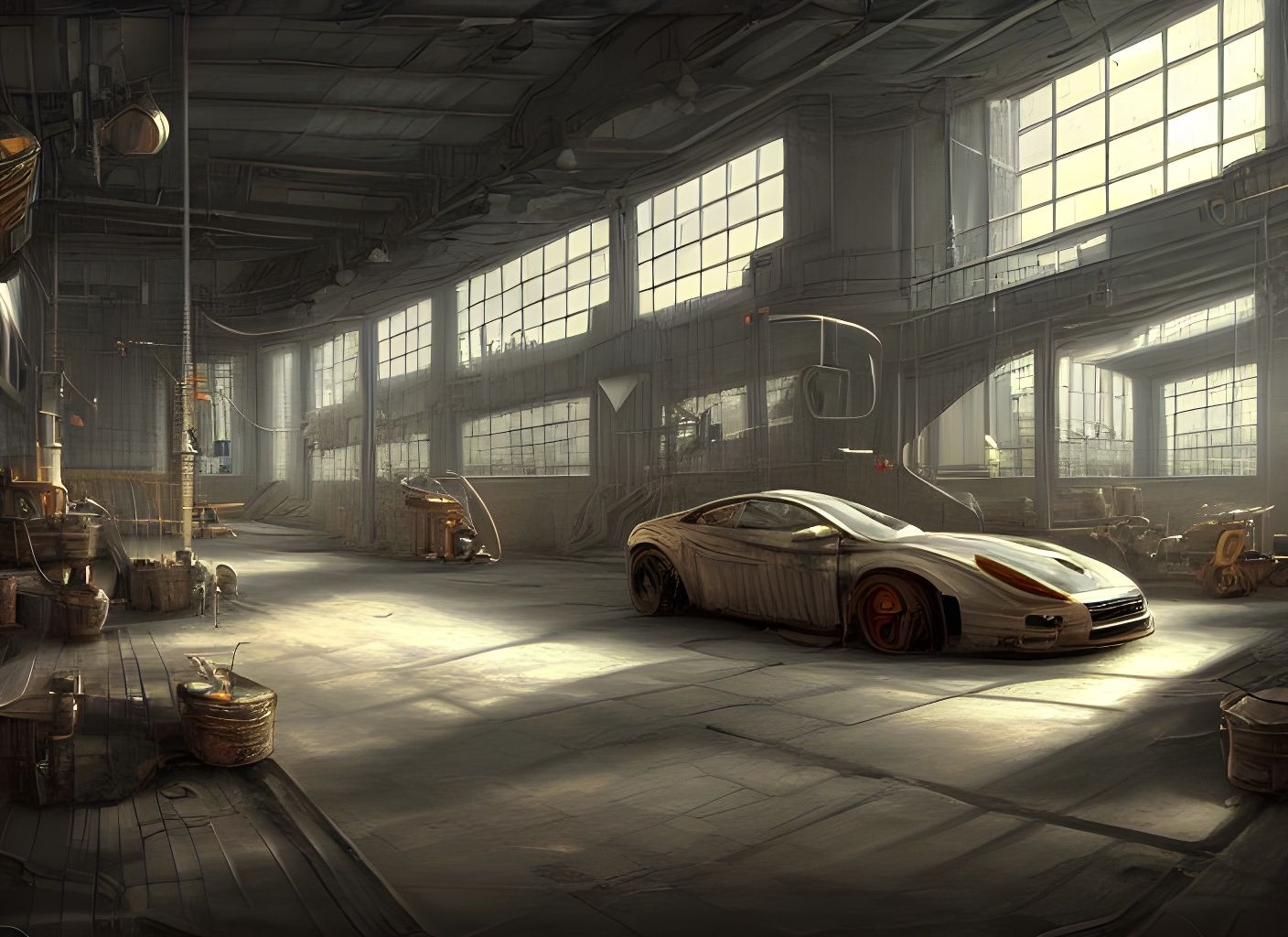 Hyperdetailed Factory Interior Matte Painting in 8k
