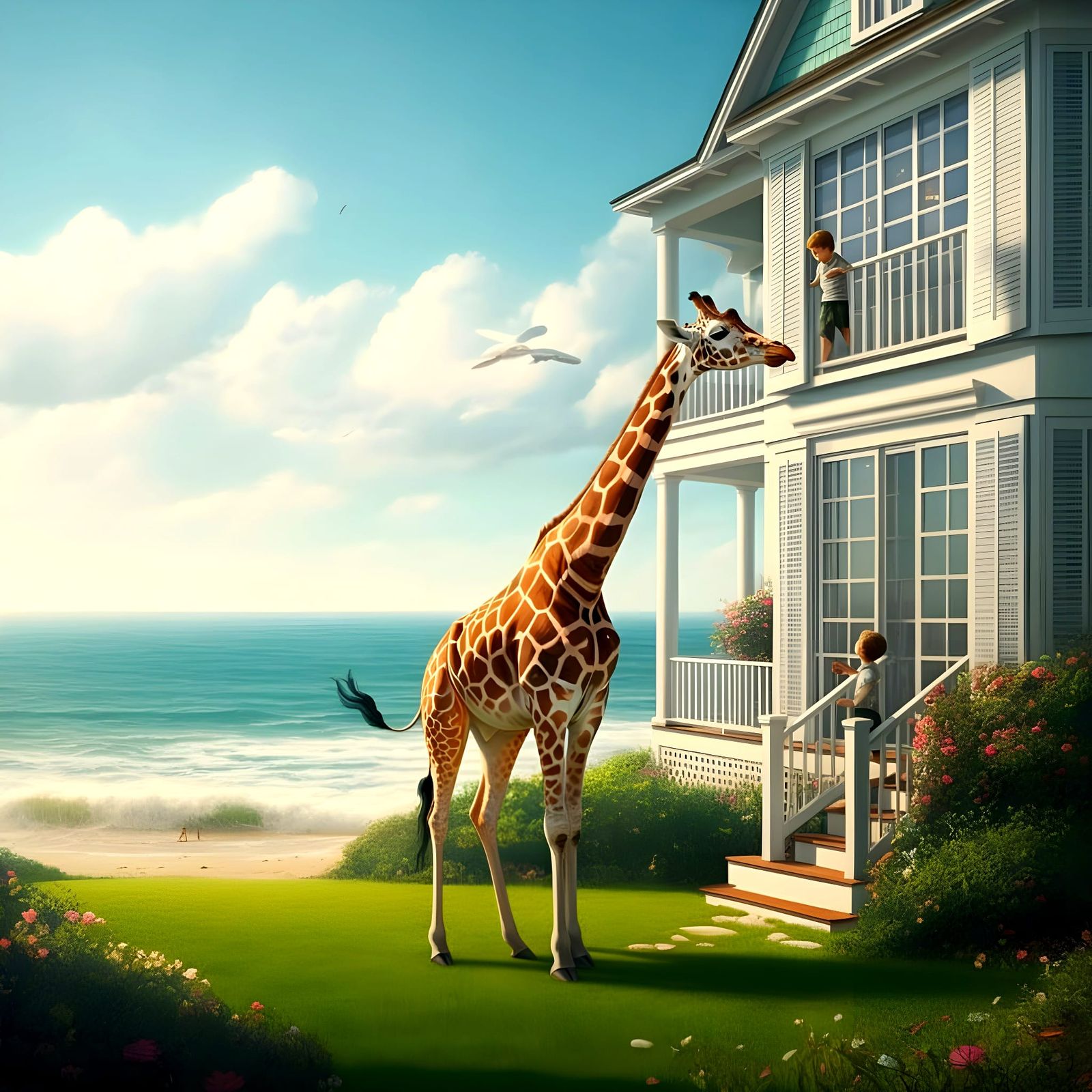 Elegant Giraffe at Chic Hamptons Beach House