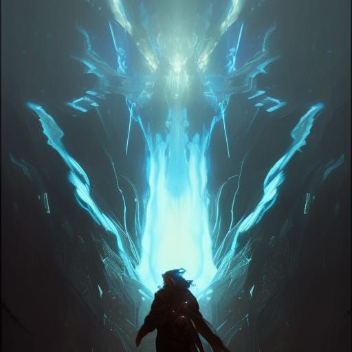 Blue Fire: Dark Fantasy Concept Art in 8K