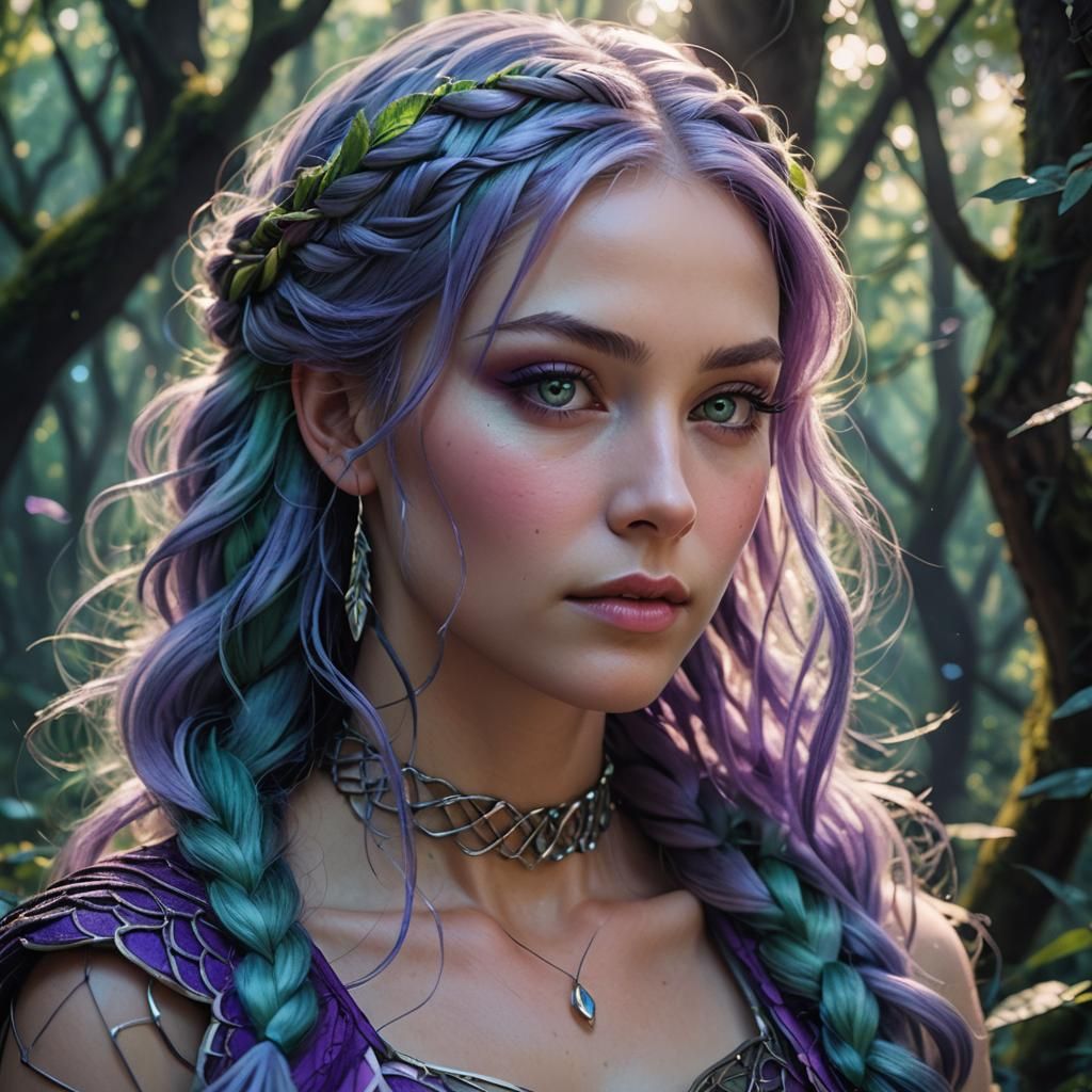 Fantasy Woman in Enchanted Forest: Digital Art