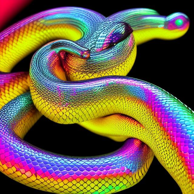 Rainbow Snake Crying Silver Tears: 3D Render
