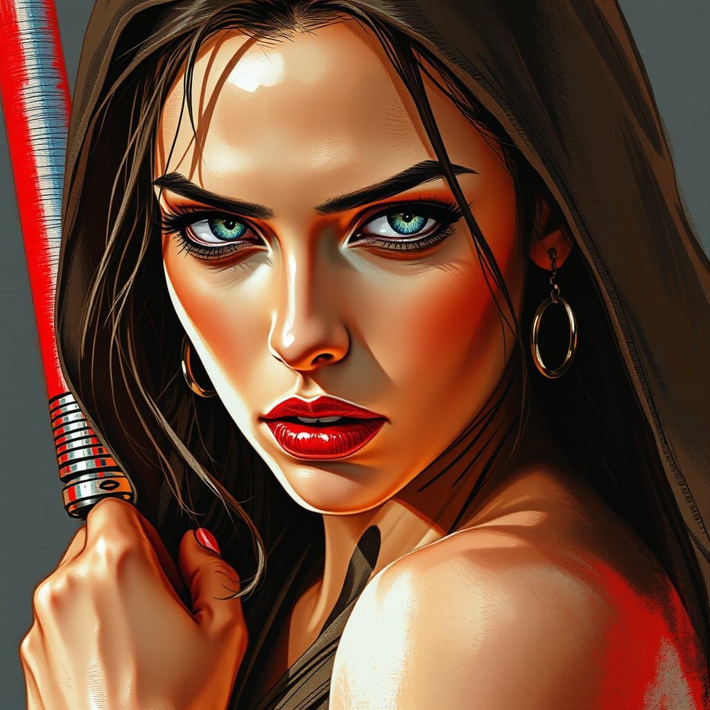 Captivating Jedi Portrait in Mixed Media Style