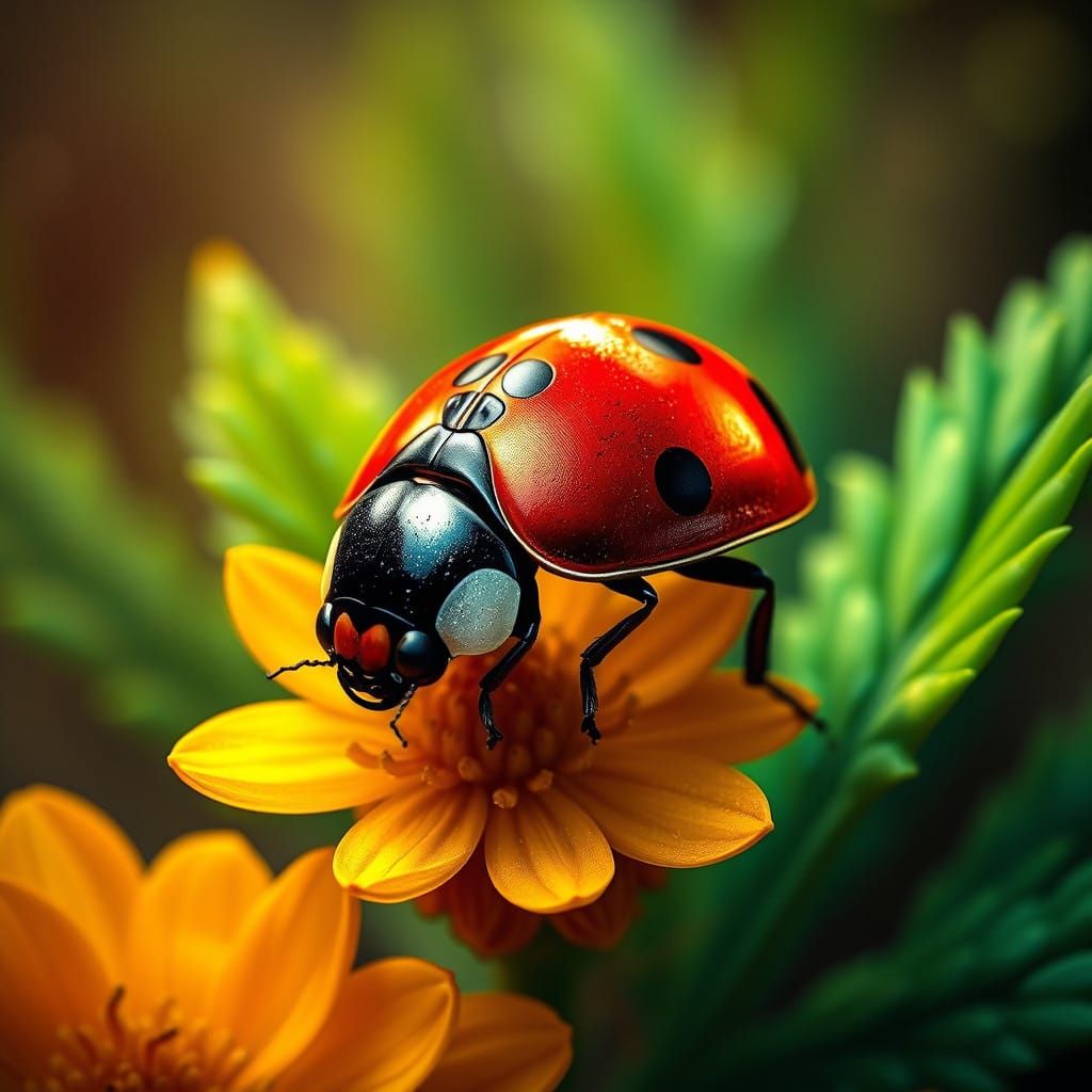 Ethereal Ladybug in Vibrant Fantasy Art Style