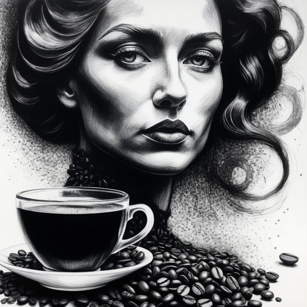 Ethereal Coffee Silhouette in Luxurious Evening Attire