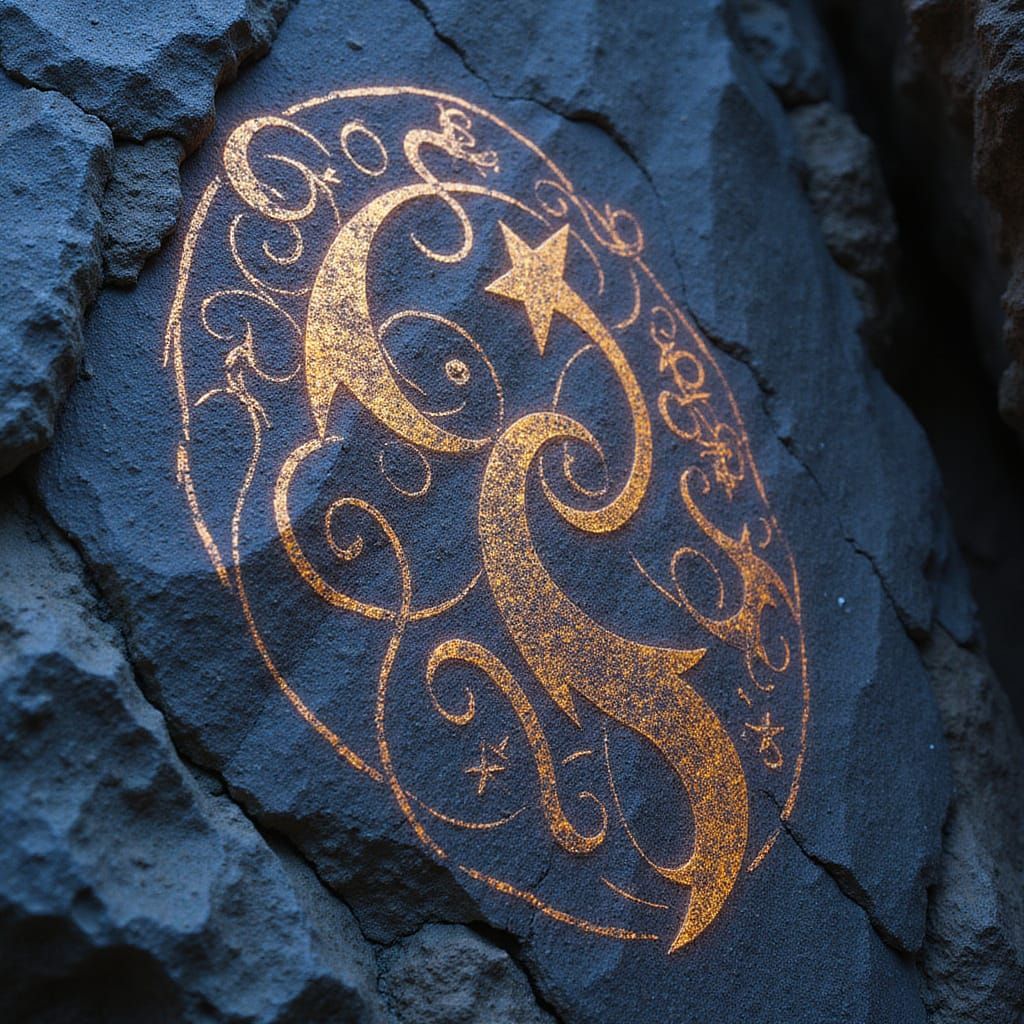 Ethereal Rock Carvings of Ancient Arcane Runes