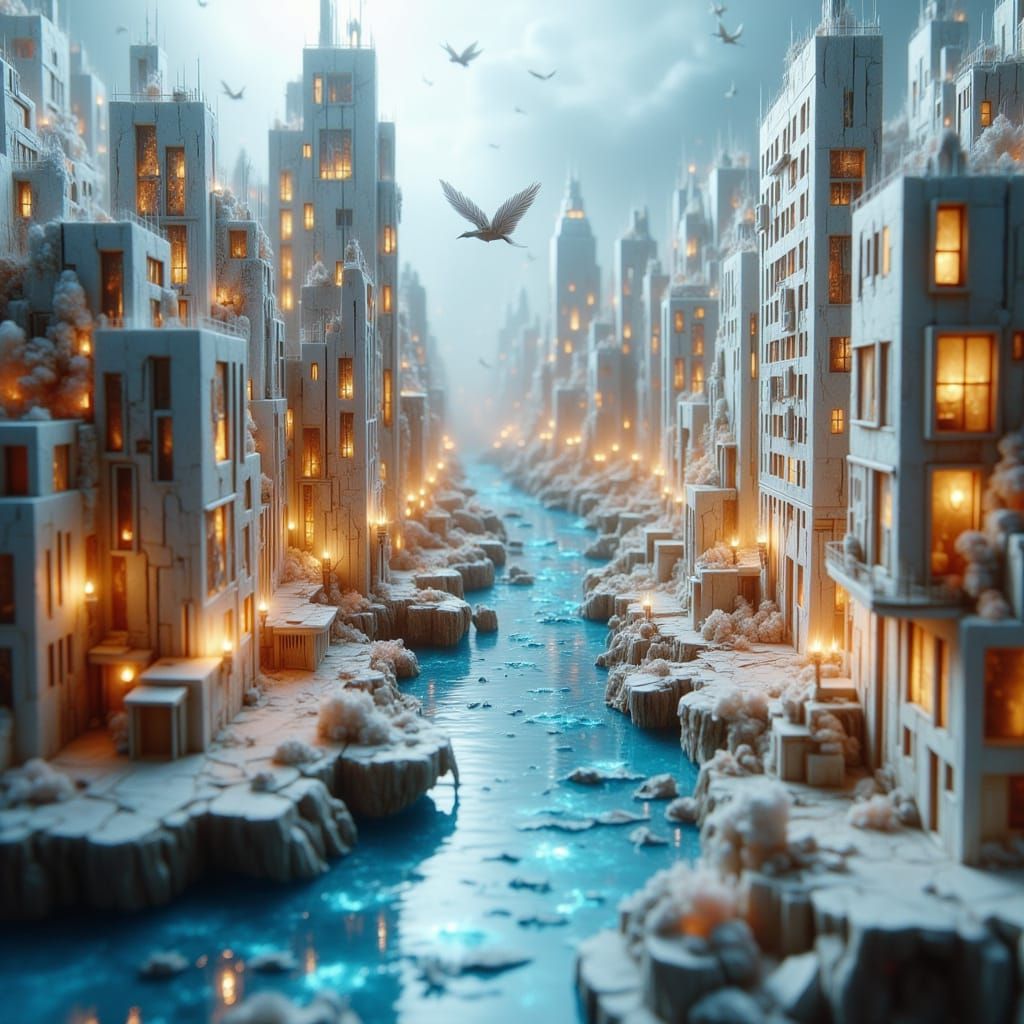 Intricate Paper City Metropolis Diorama