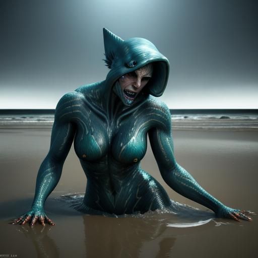 Shark-Woman in Quicksand: A Volumetric 3D Render