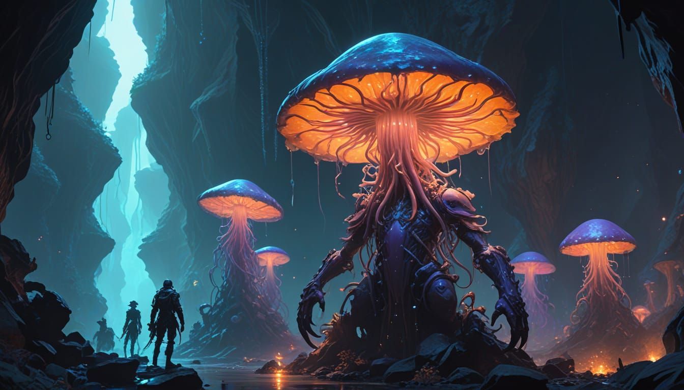 Underdark Cavern with Warriors and Mindflayers