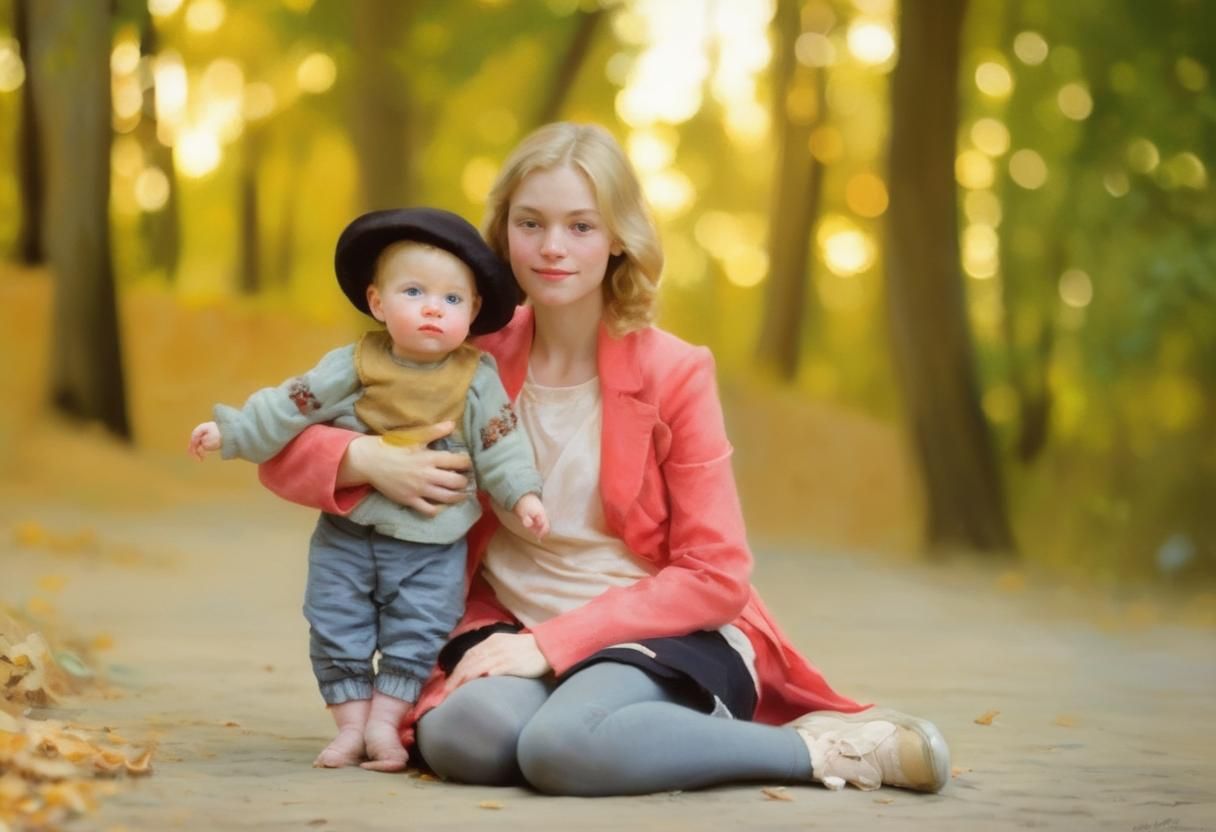 Sister and Brother in Sunlit Nursery as Oil Painting