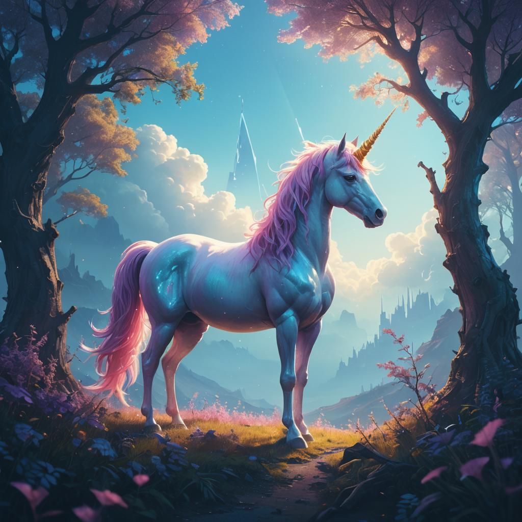 Shining Unicorn Horn in Mystical Atmosphere