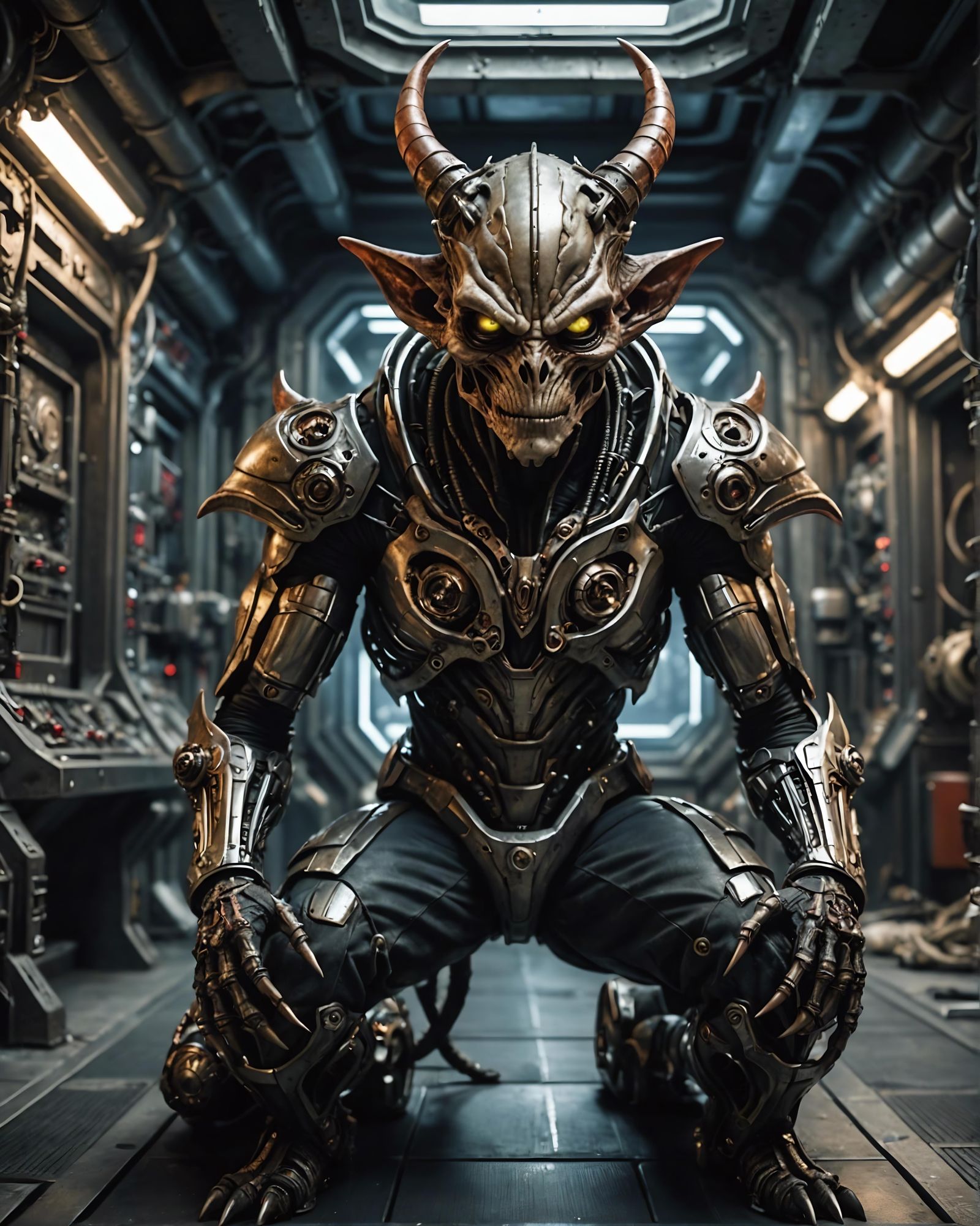 Menacing Alien Nephilim in Post-Apocalyptic Lab