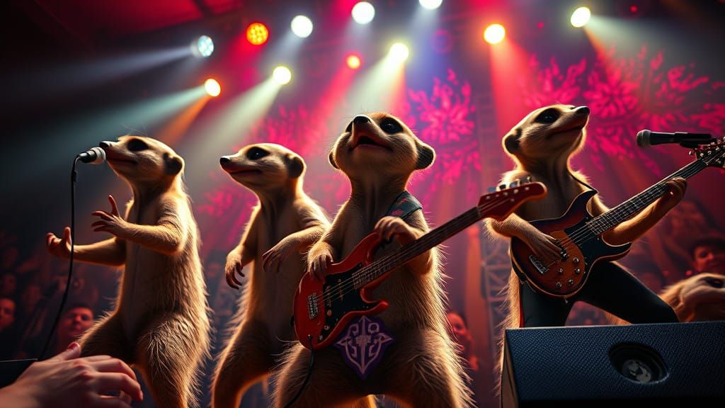 Meerkats Rock Band Performance in Vibrant, Fantastical Conce...