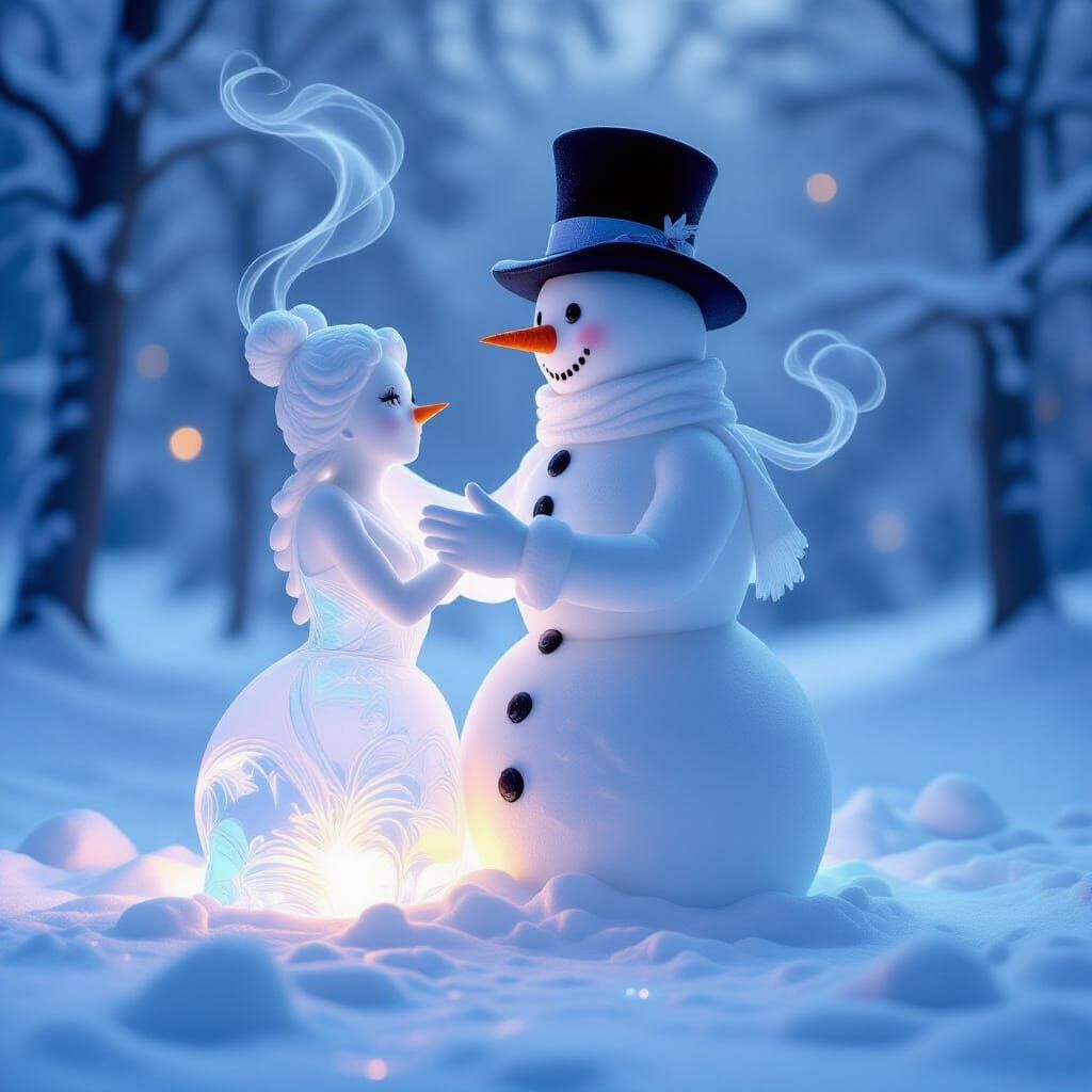 Snowman Artist Creates Ethereal Ice Sculpture of Woman