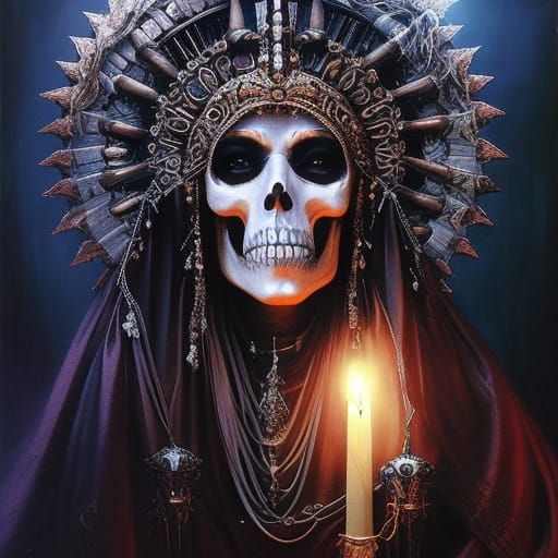 Intricate Skull Shaman in Dark Fantasy Style