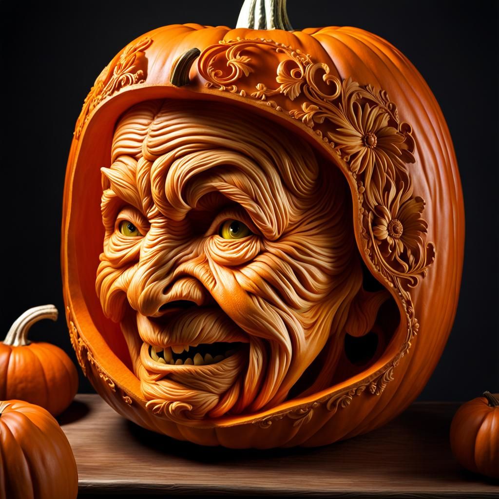 Sinister Grandma Jack-o'-Lantern 3D Sculpture