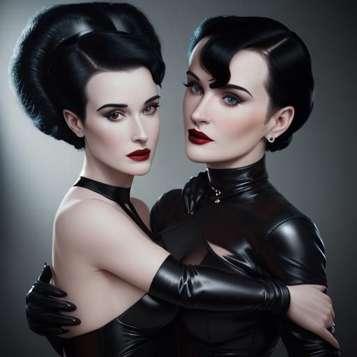 Robyn Dominique and Dita von Tease: Leather Gown Portrait