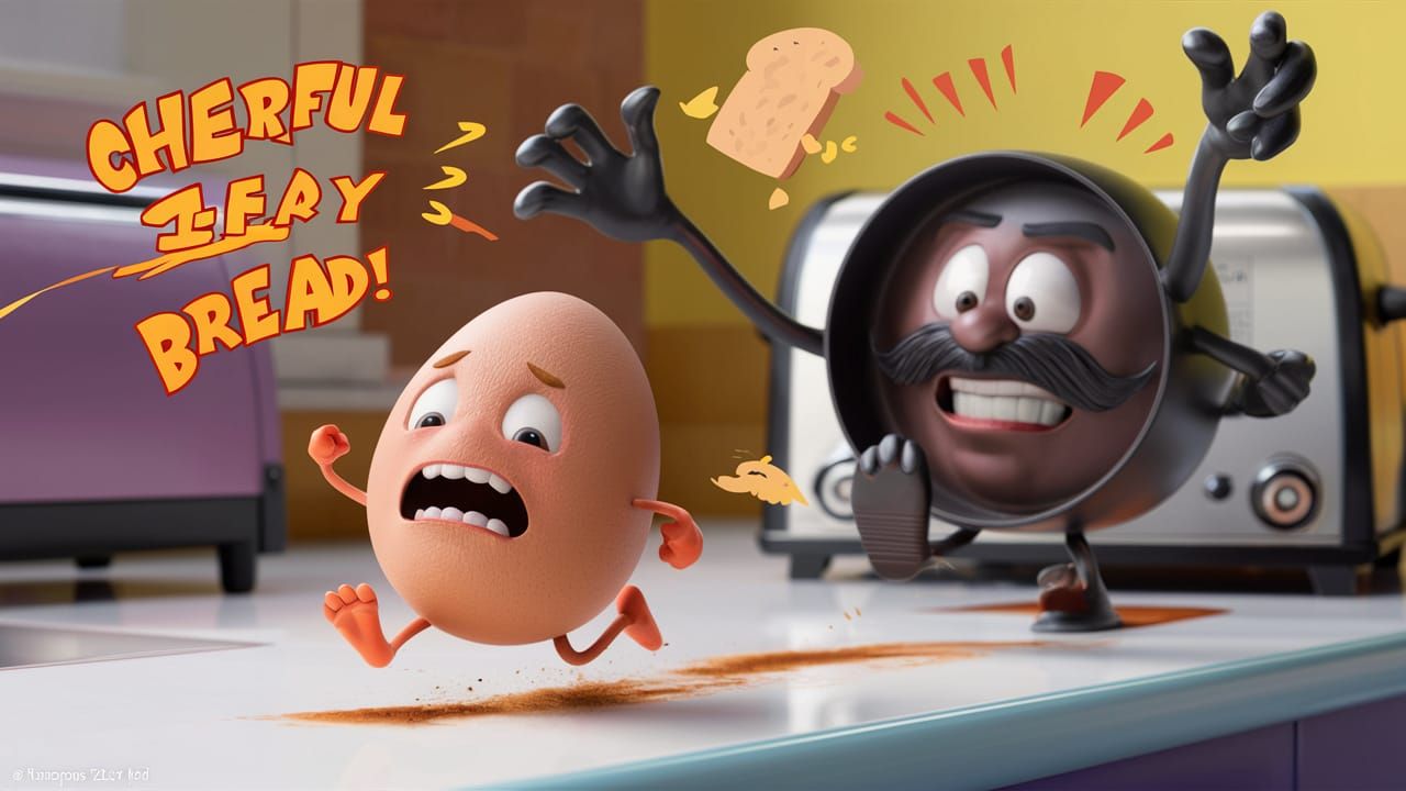 Pixar Egg Escape: Frying Pan Pursuit on Kitchen Worktop