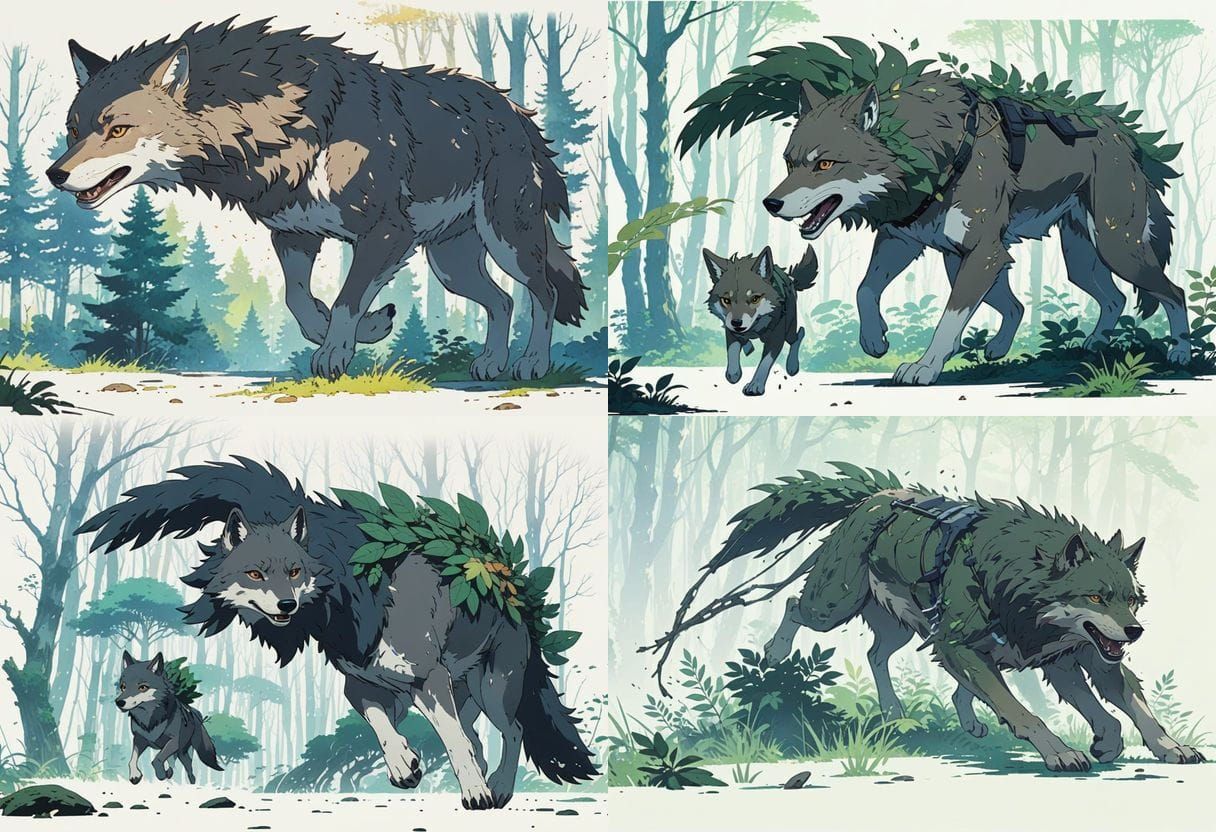 Wolf Link in Anime Style Forest