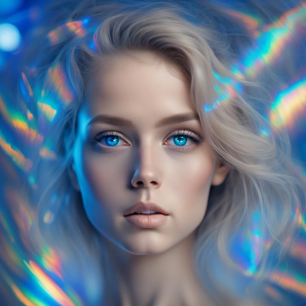 Holographic Portrait of a Beautiful Girl