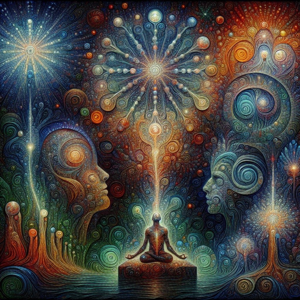 Psychedelic Ayahuasca Journey in Early 20th-Century Style