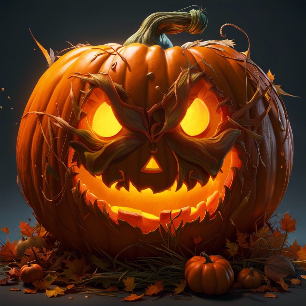Silly Face Jack-o'-Lantern: 3D Digital Art