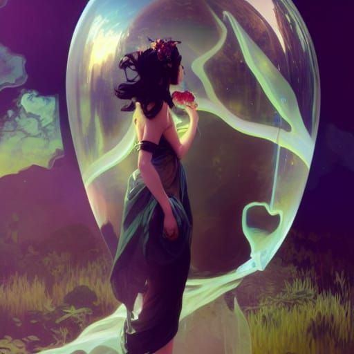 Asian Witch Crystal Ball, Art Nouveau Style