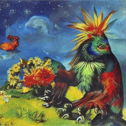 Mythical Singing Pet Creature Inspired by Pirosmani