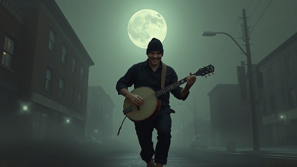 Sinister Figure in Moonlit City Streets