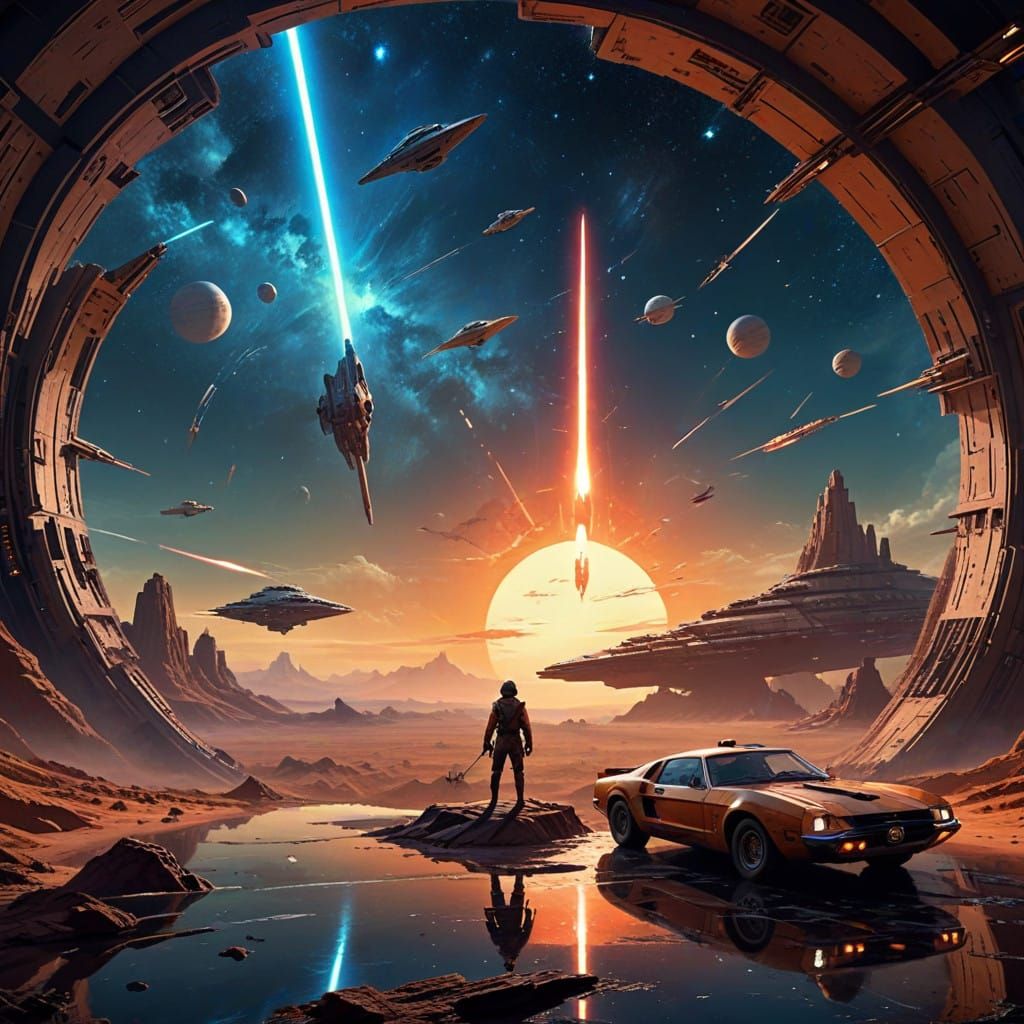 Retro-Futuristic Star Wars Scene in Super Panavision 70 Styl...