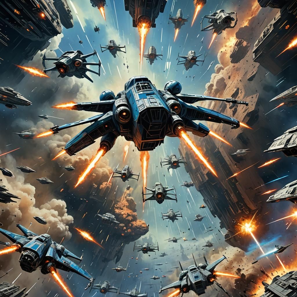 Epic Star Wars Spaceship Battle in Deep Space