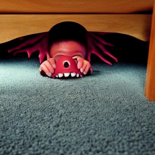 Friendly Monster Hiding Under Bed