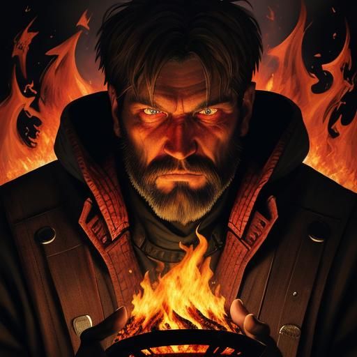 Dramatic Fire Portrait of a Man