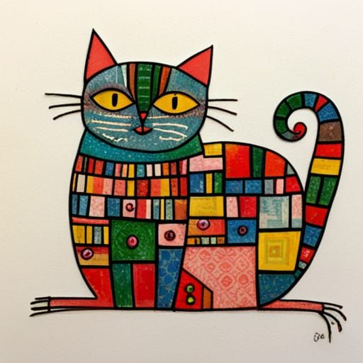 Stylized Cat Illustration in a Modern Artistic Style