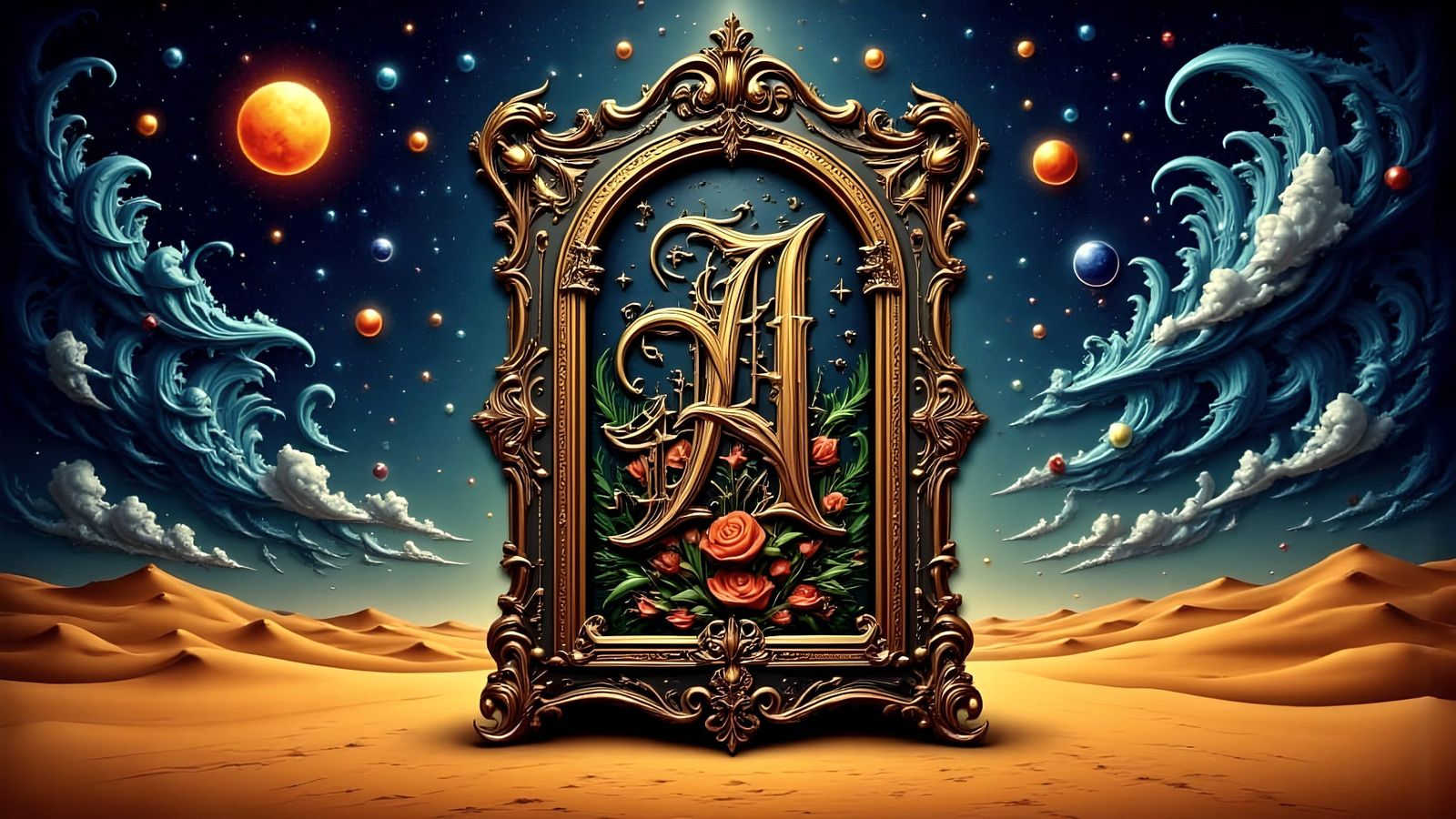 Surreal Desert Mirror Cabinet With Alien Jungle