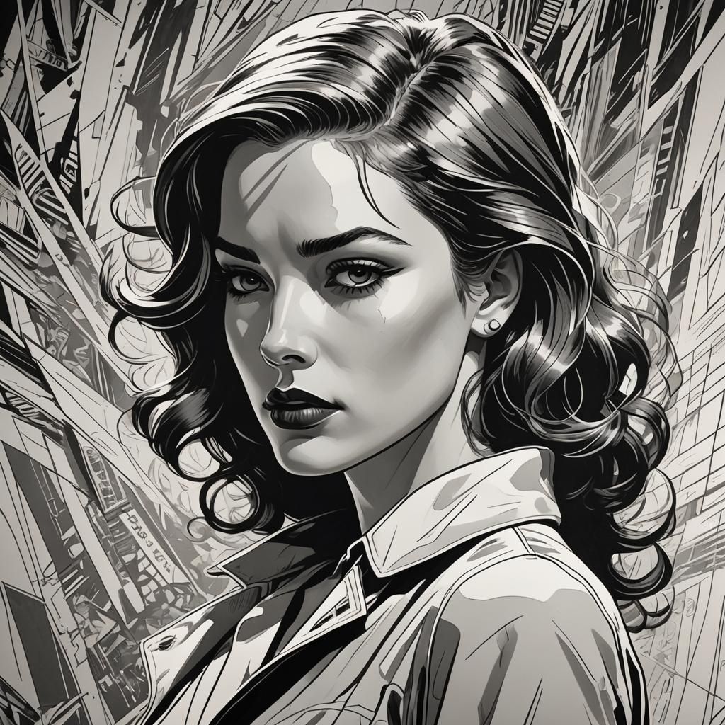 Woman in Pop Art Comic Book Style Drawing