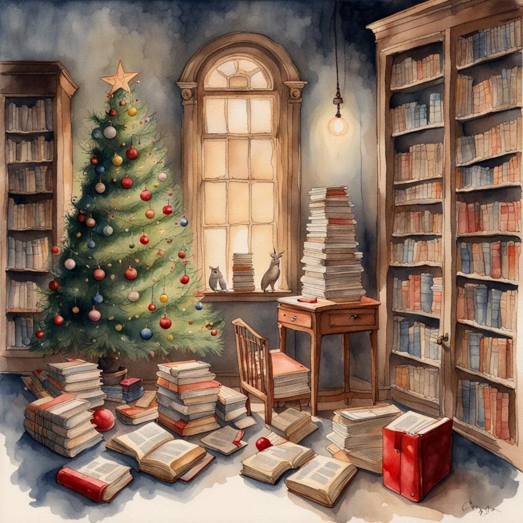 Surreal Watercolor Christmas Books: Detailed Photographic Ar...