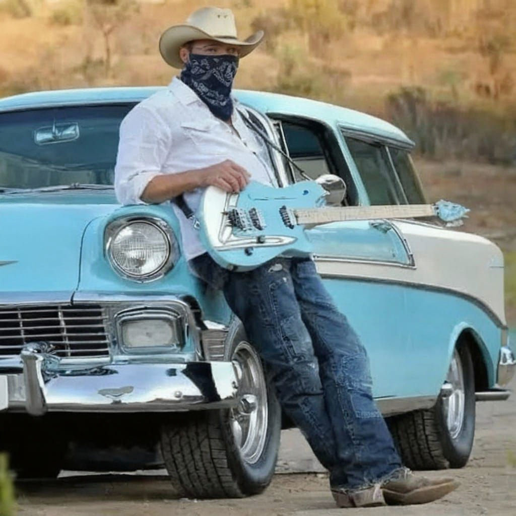 Cowboy Bandit in Mask and Hat