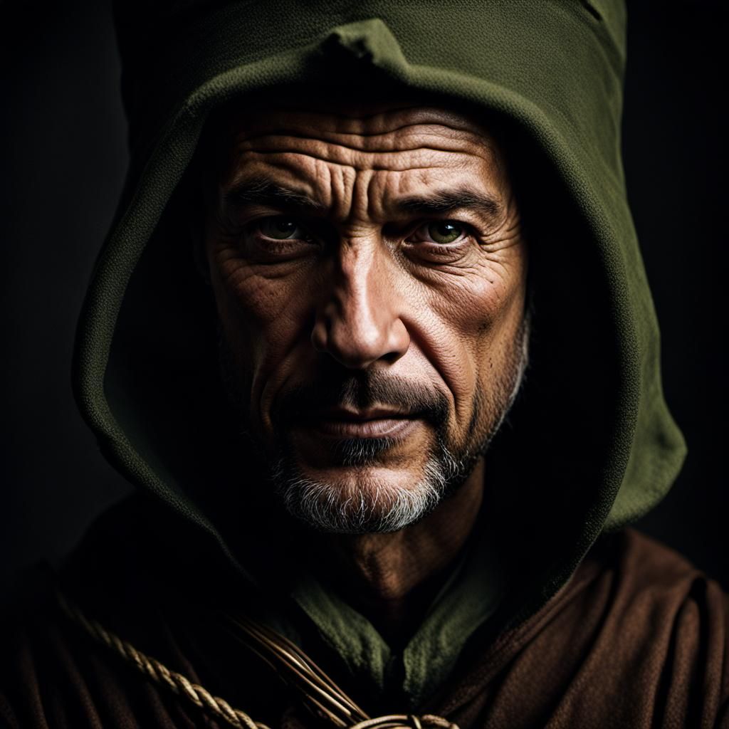 Robin Hood Portrait in Chiaroscuro Style
