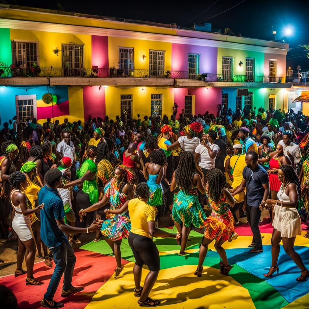 Vibrant Reggae Night Party in Kingston, Jamaica