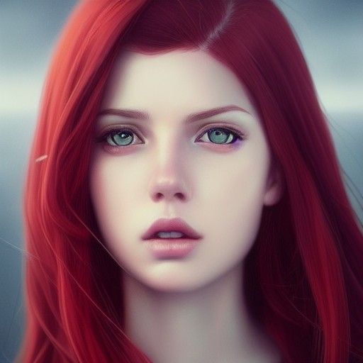 Stunning Redhead Portrait in Digital Painting Style