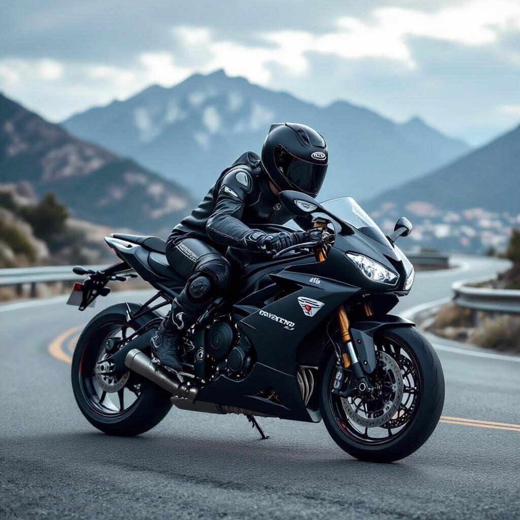 Triumph Daytona 675R Motorcycle on Mountain Road