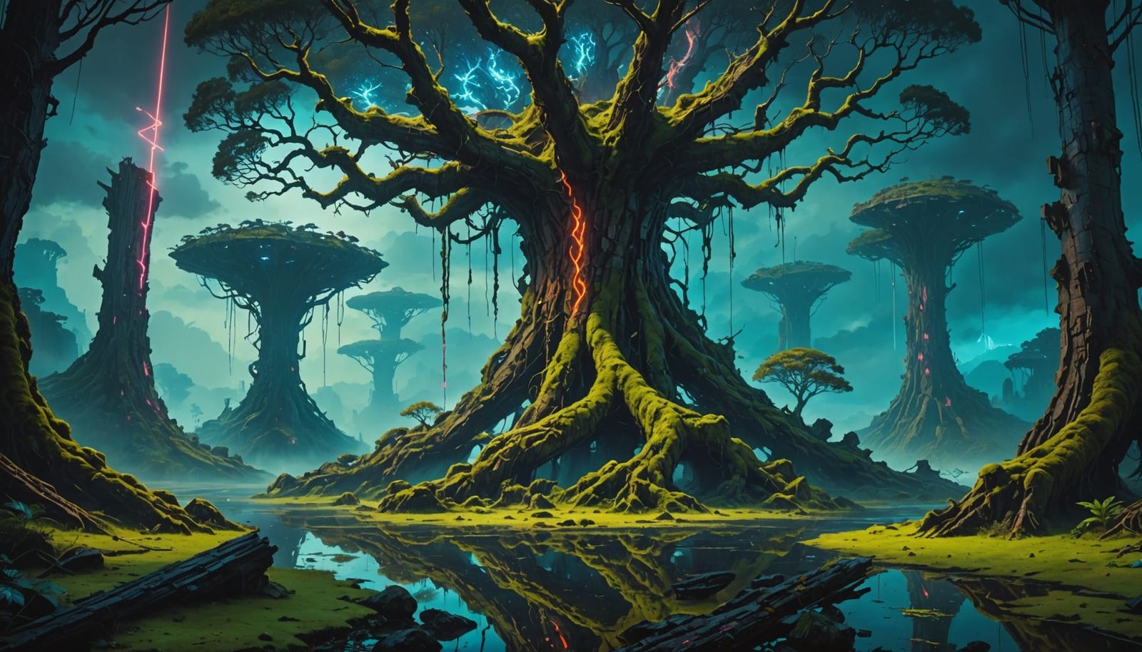 Colossal Treant With Runes Among Floating Islands