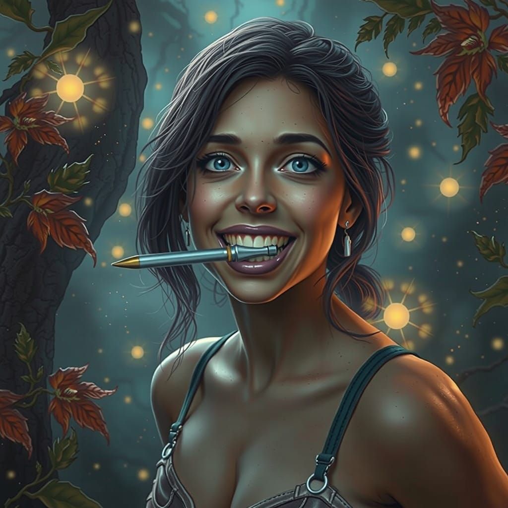 Mystical Warrior Holds Bullet in Her Teeth