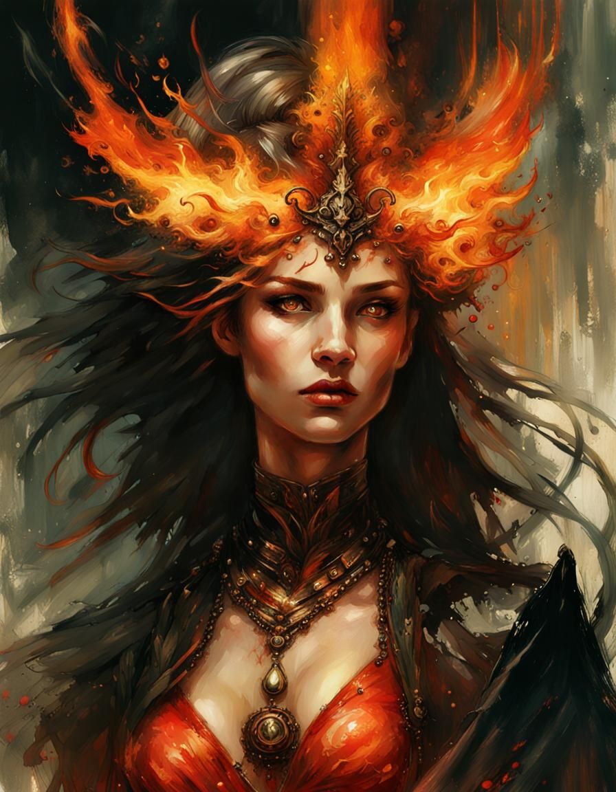 Fiery Teen Princess in Dark Fantasycore Aesthetic