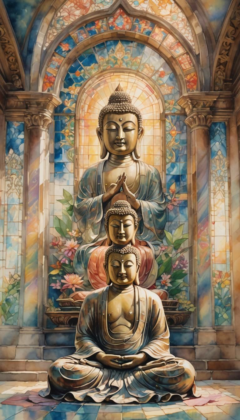 Serene Buddha in Impressionist Watercolor