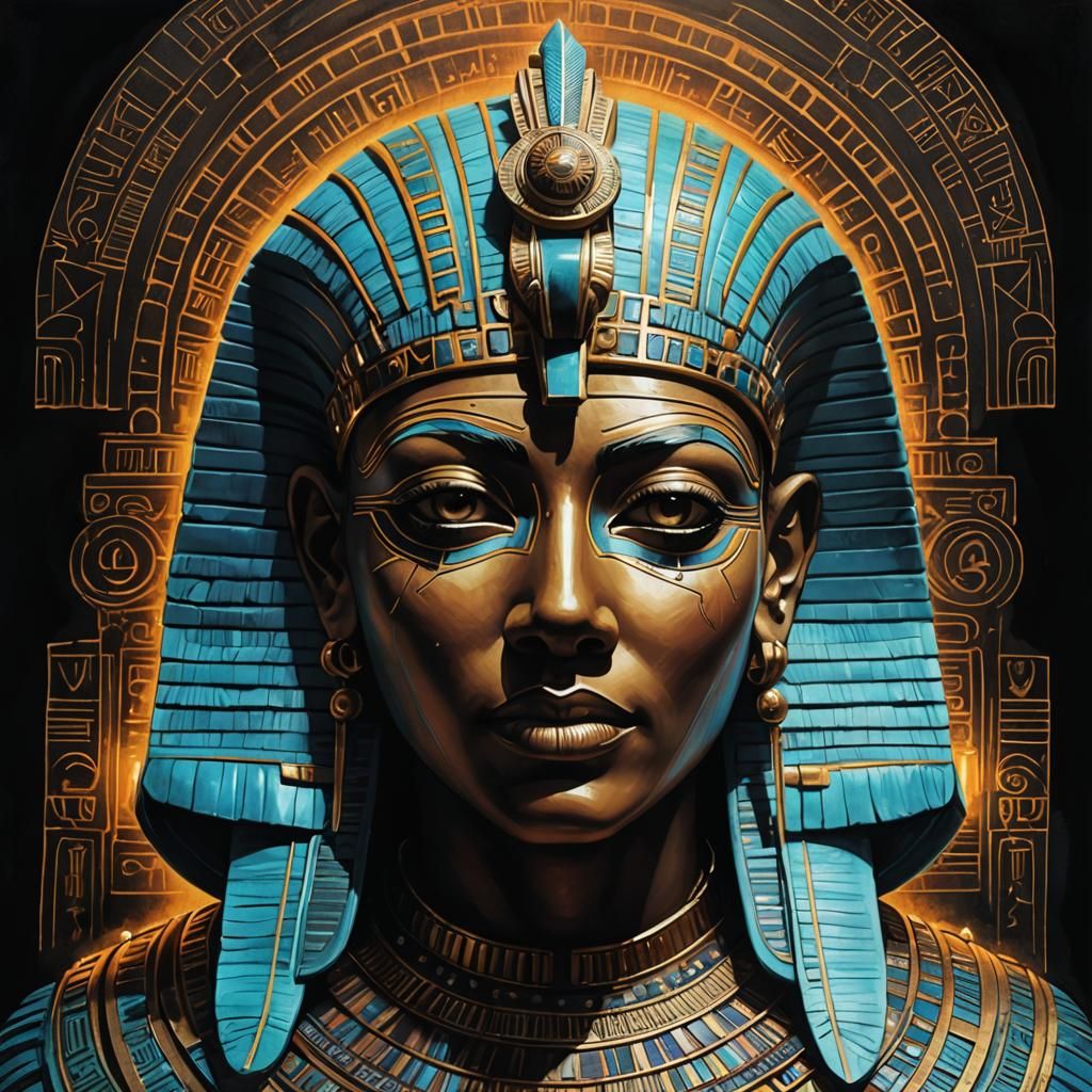 Egyptian-Aztec Mask in Hyperrealistic Style