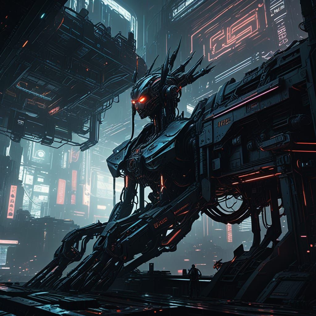 Cyberpunk Goddess of Metal and Shadows